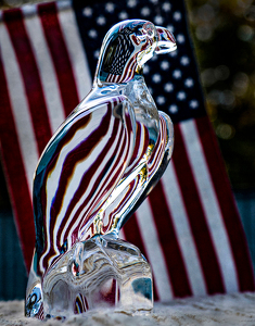 Class B HM: Glass Eagle with American Flag by Linda Miller-Gargano
