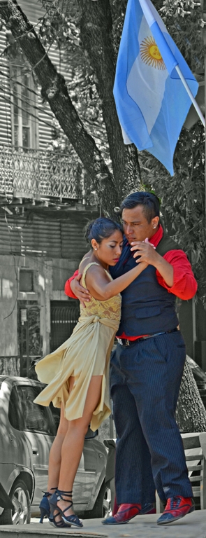 Argentinian Tango Dancers In Color And Black And White by Lou Norton