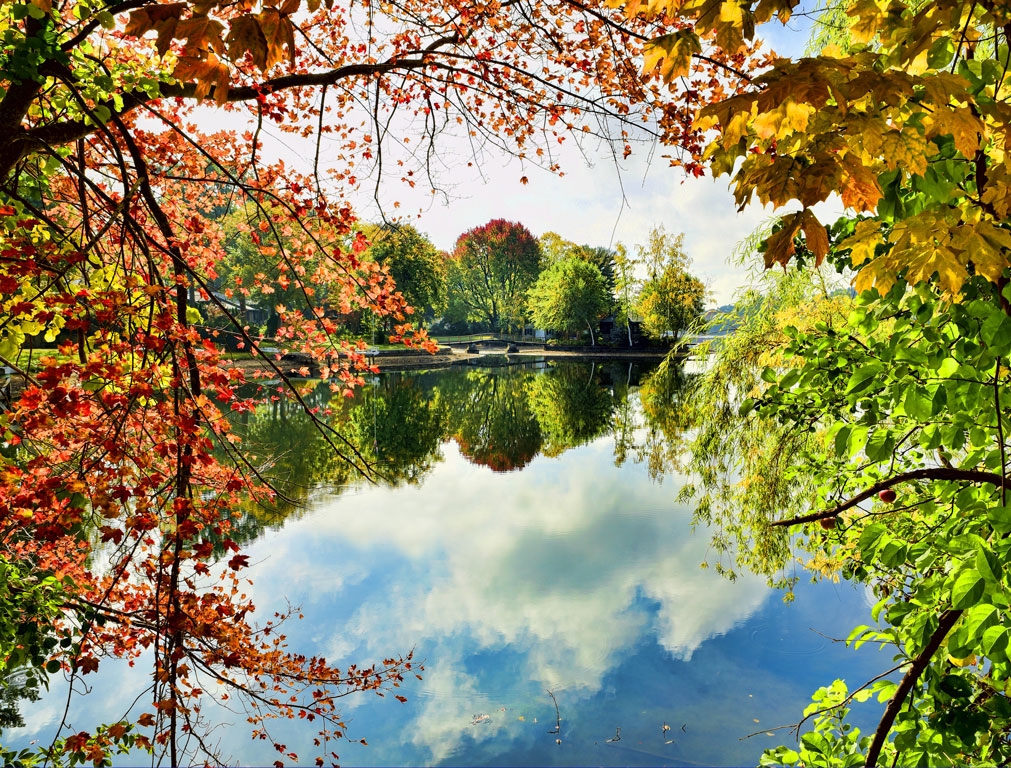 Autumn Reflection on Wood Pond, West Hartford by John Straub