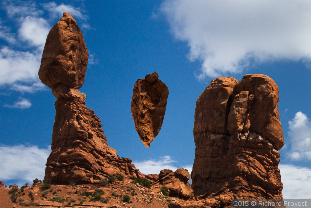Balance Rock floating, Arches National Park by Richard Provost