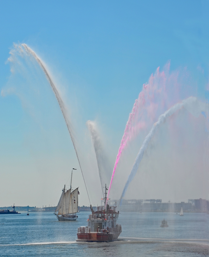 Boston Fireboat 4th 0f July Water Display by Lou Norton