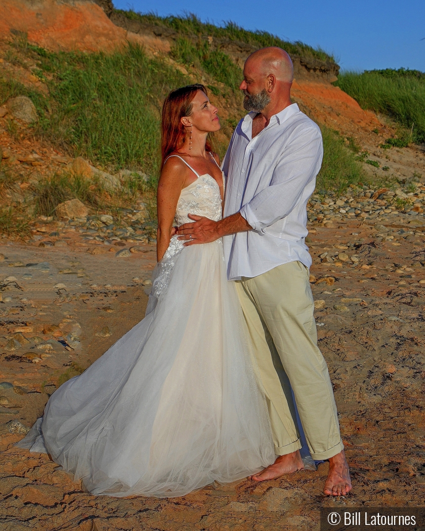 Bride And Groom On The Beach by Bill Latournes