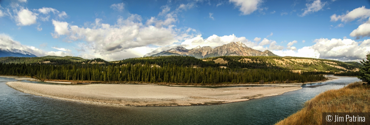 Canadian Rockies bend in the River by Jim Patrina