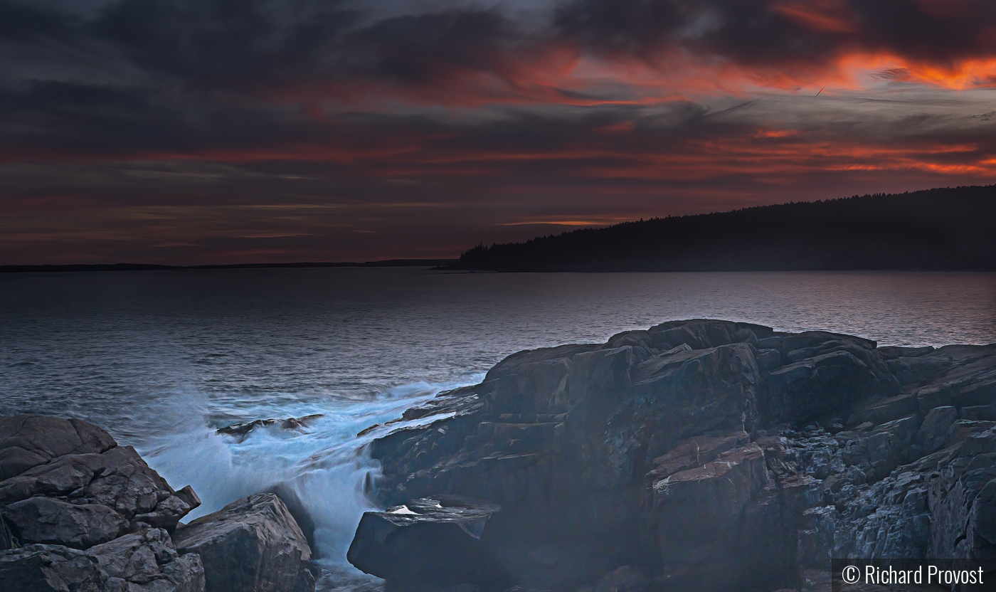 crashing waves at sunset by Richard Provost