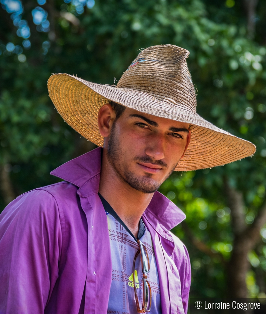 Cuban Farmer Wearing Straw Hat by Lorraine Cosgrove