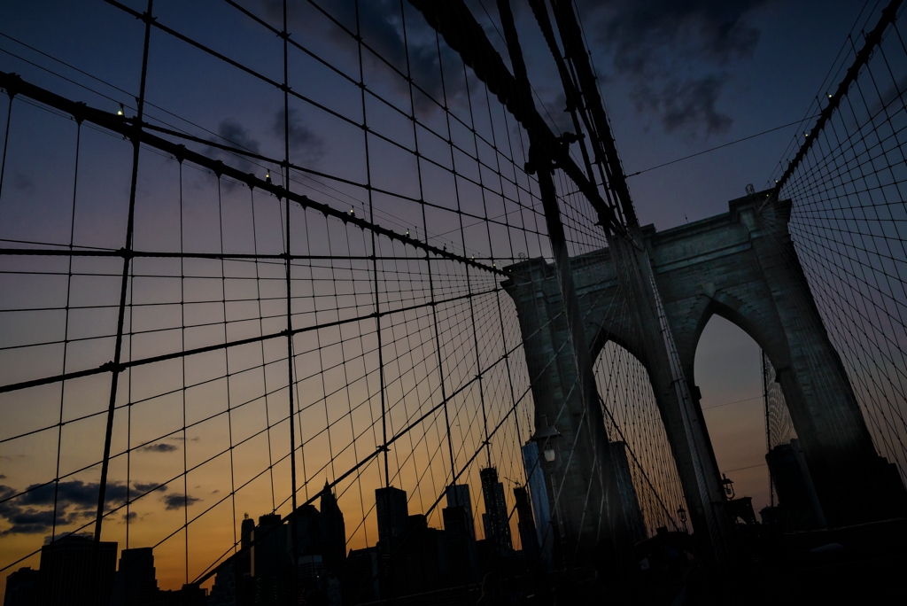 Dusk on the Brooklyn Bridge by Bill Payne