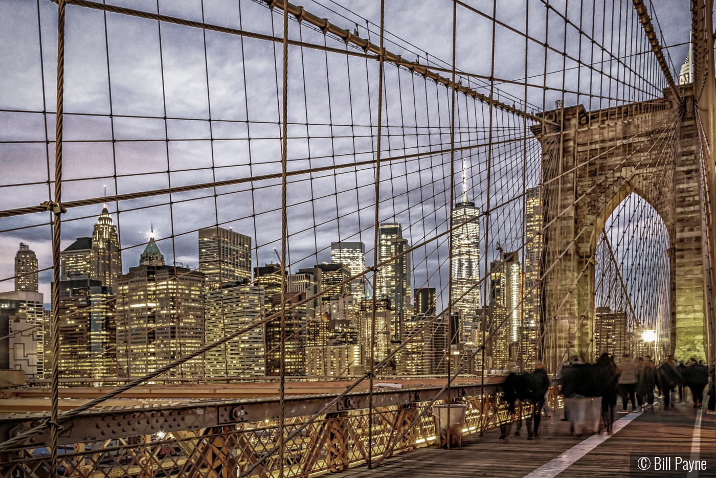 Dusk on the Brooklyn Bridge by Bill Payne