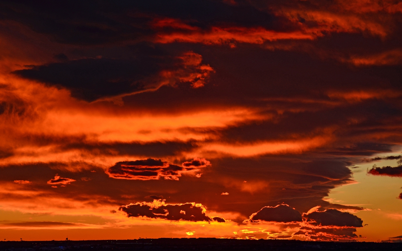 Firey Sunset Over Madrid by Lou Norton