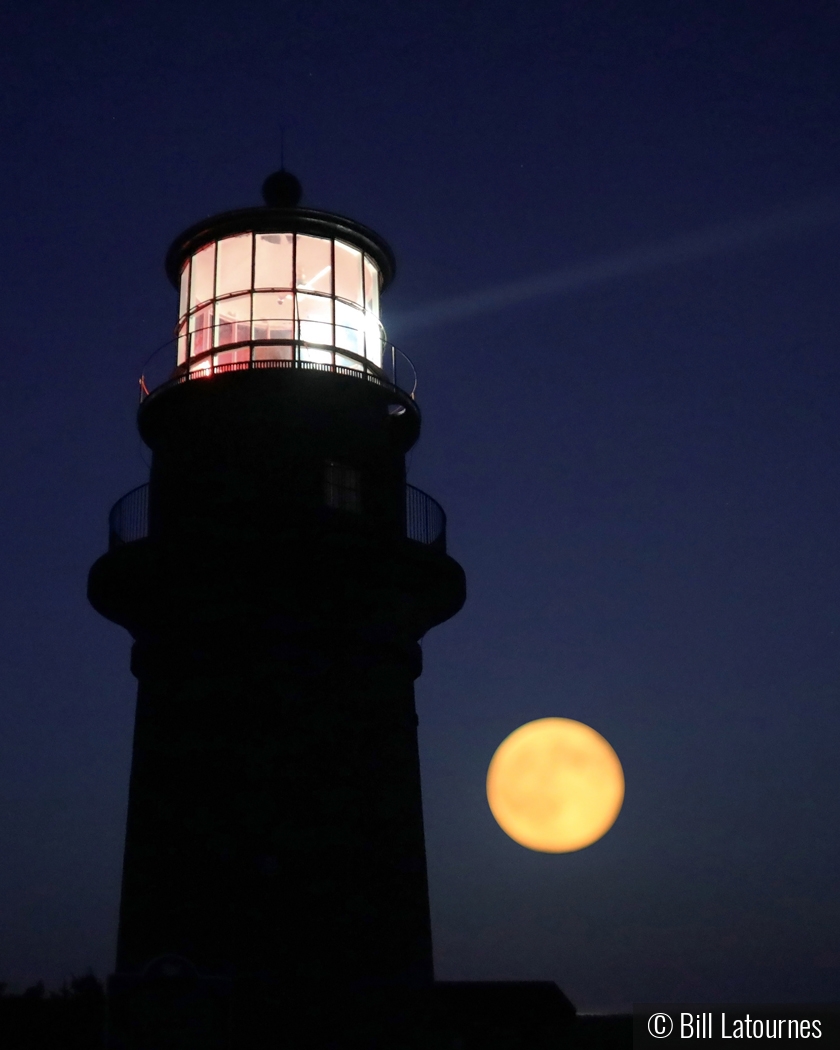 Full Moon At Gay Head Lighthouse by Bill Latournes