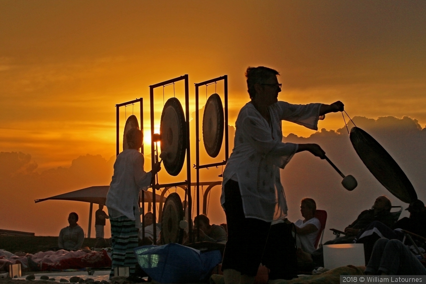 Gong Yogo On The Beach At Sunset by William Latournes