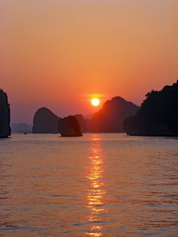 Ha Long Bay Vietnam Sunset by Lou Norton