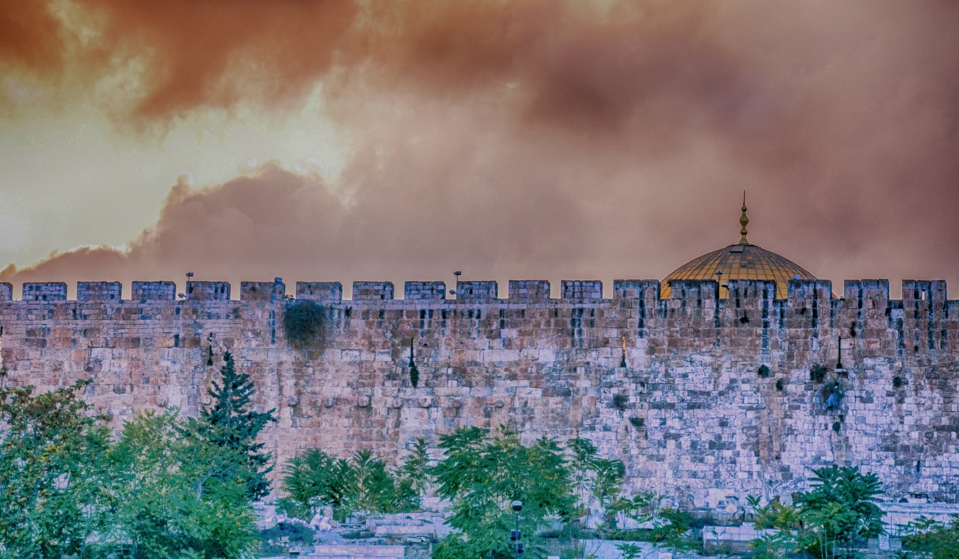 Jerusalem Old City Wall Before Sunset Storm by Louis Arthur Norton