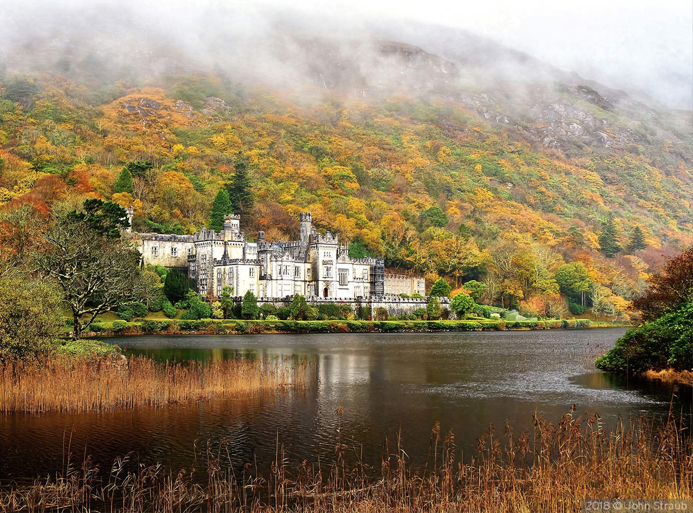 Kylemore Abbey Emerges from the Fog by John Straub