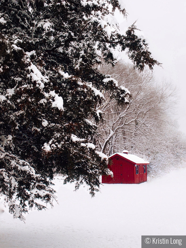 Little Red Shed in the Snow by Kristin Long