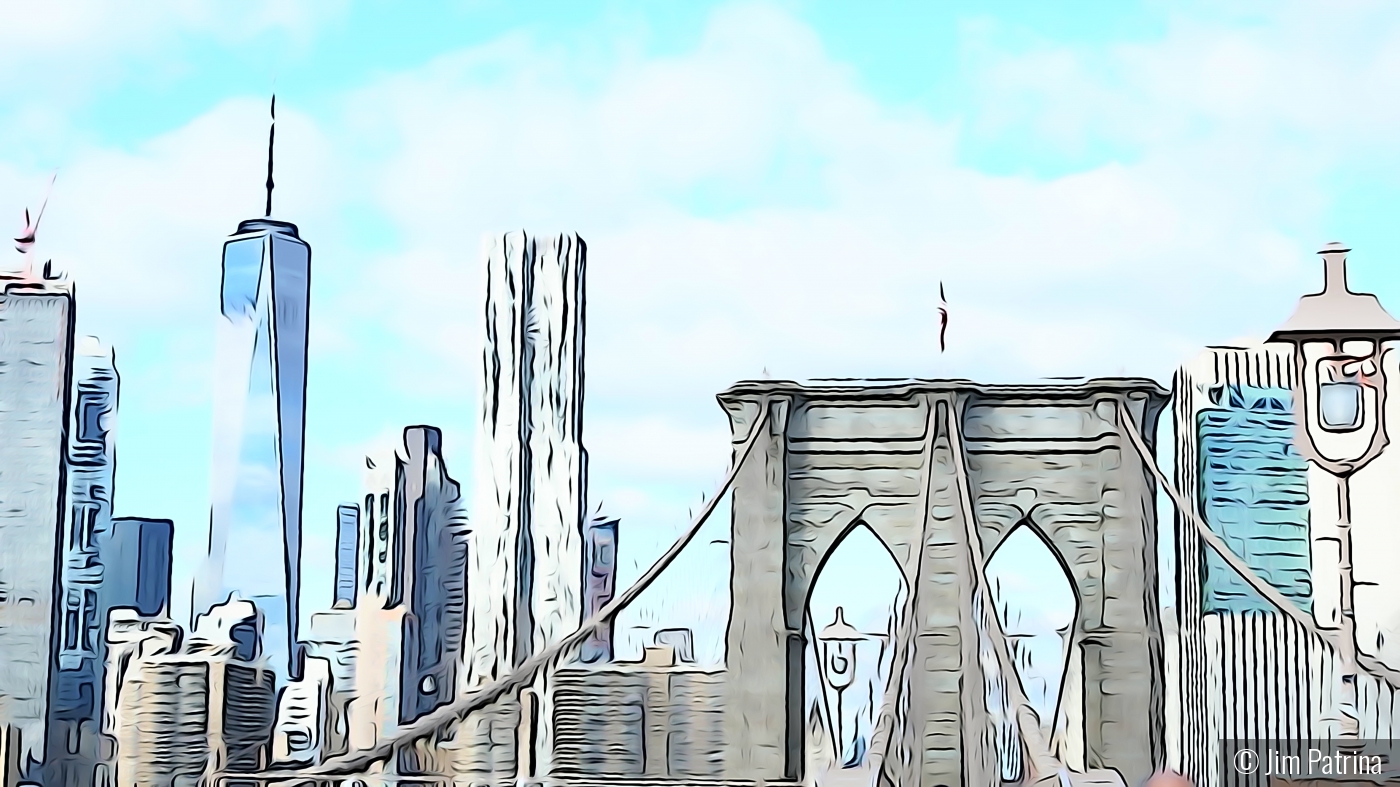 Lower Manhattan from Brooklyn Bridge by Jim Patrina