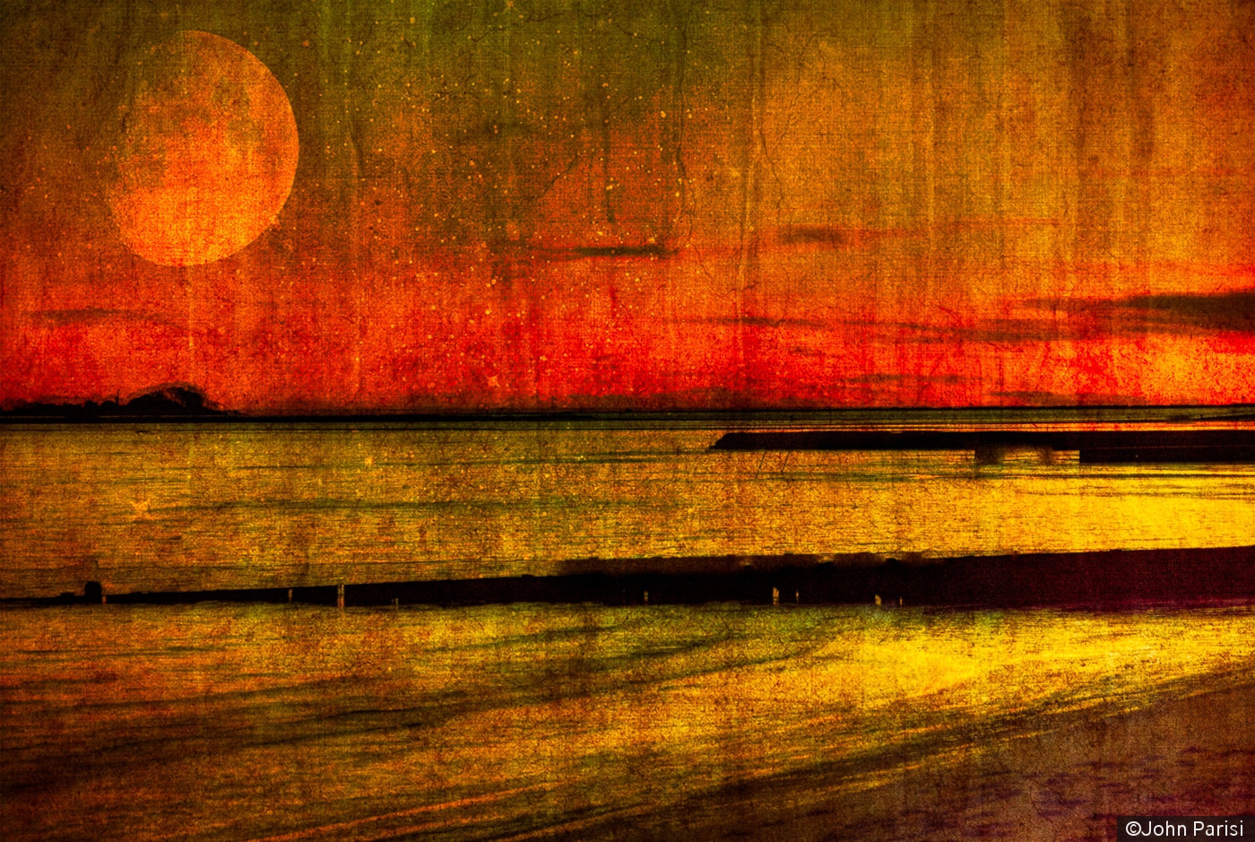 Moon Over West Beach by John Parisi