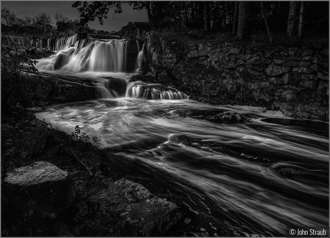 Moonlit Southford Falls by John Straub