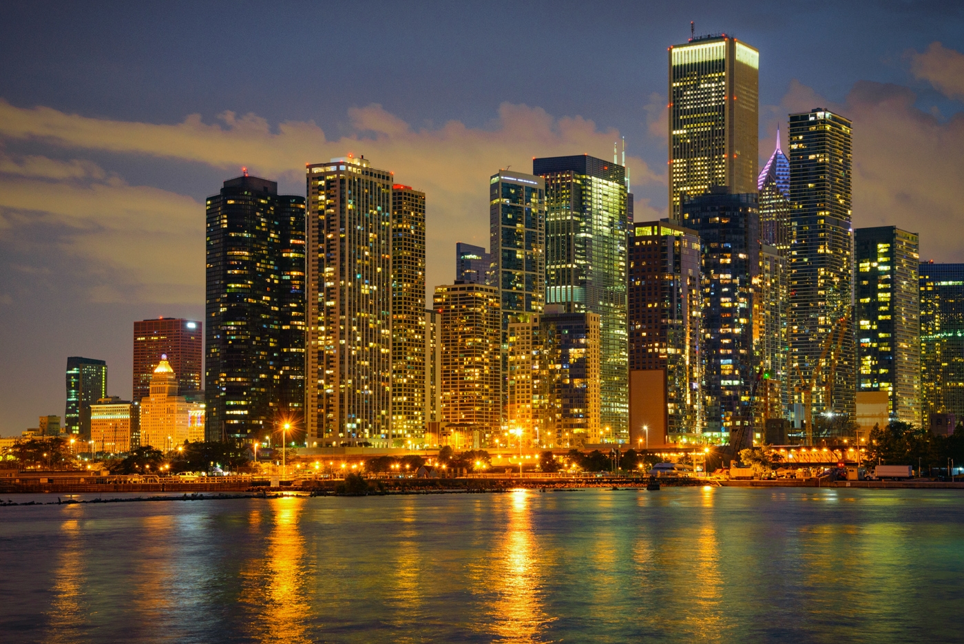 Navy Pier Night View of Chicago by Bill Payne