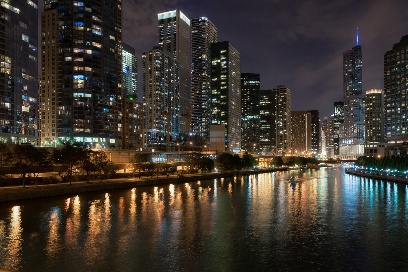 Night View of the Chicago River by Bill Payne