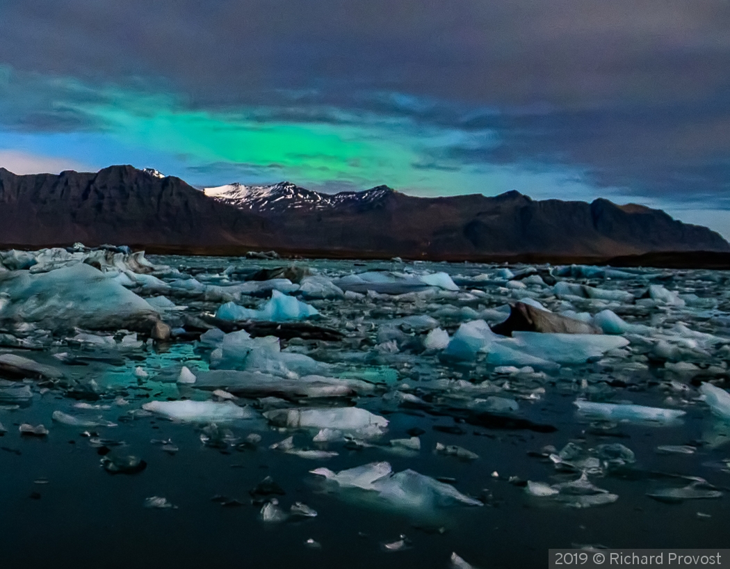 Northern Lights over Ice Lagoon, Iceland by Richard Provost