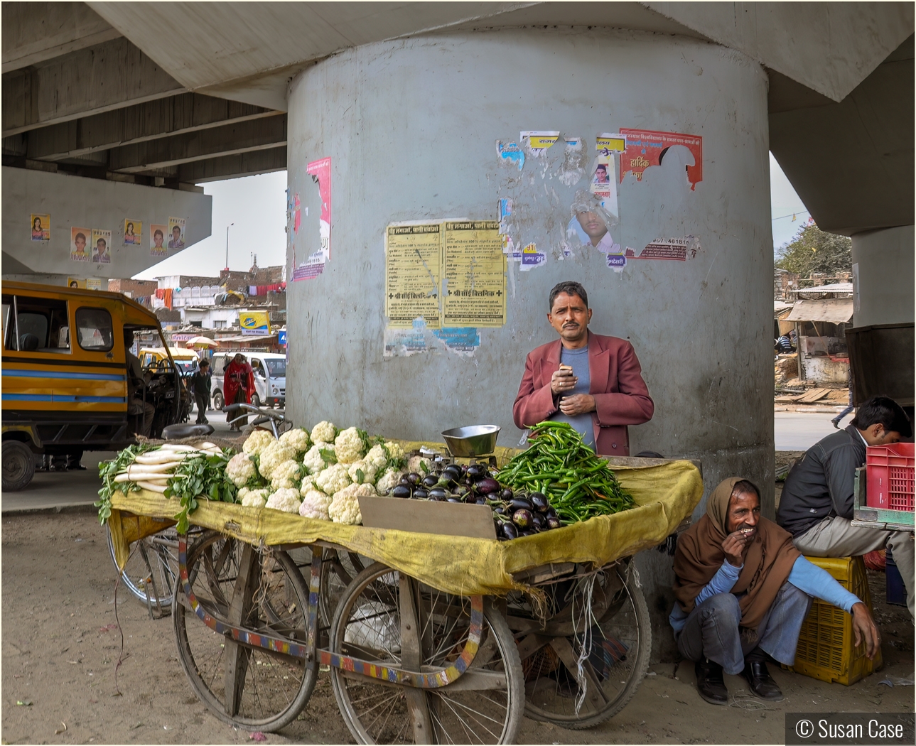 Selling Fresh Veggies Under the Highway, New Delhi by Susan Case