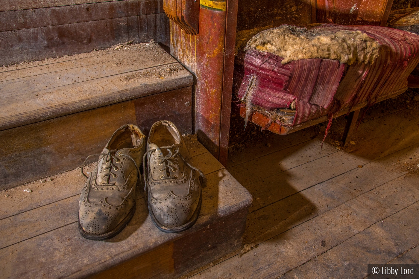 Shoes left behind at the old Majestic Theatre by Libby Lord