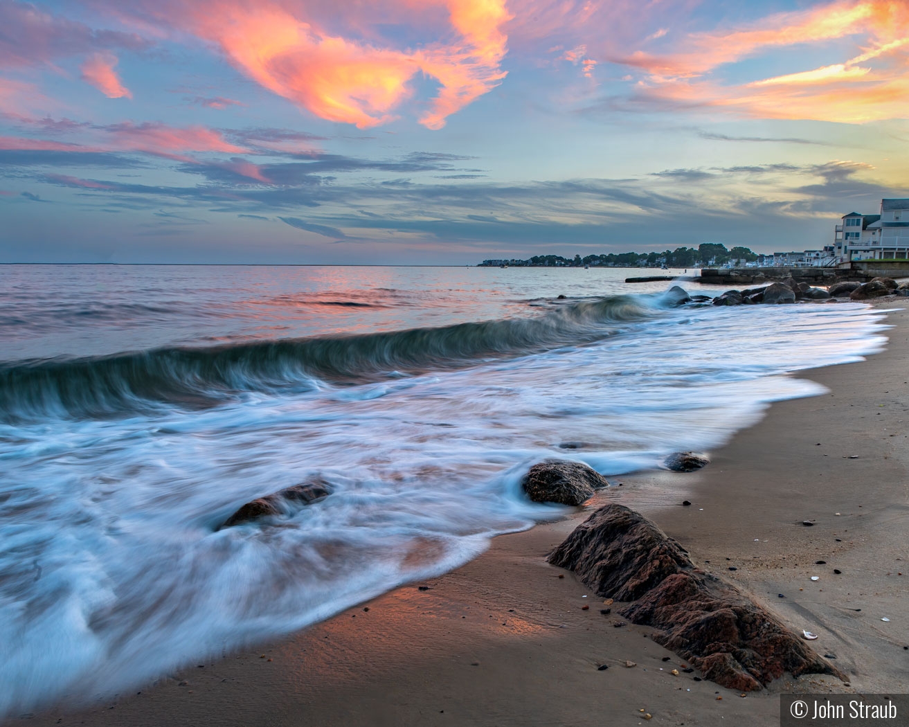 Shoreline Sunset Reflections by John Straub