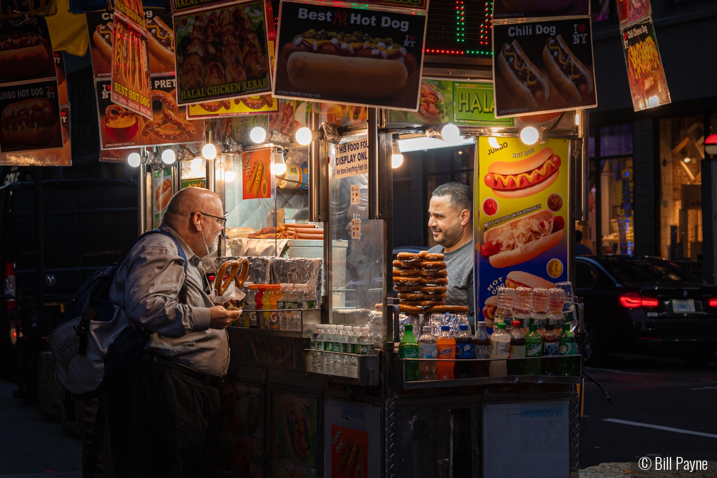 Street Vendor and Customer by Bill Payne
