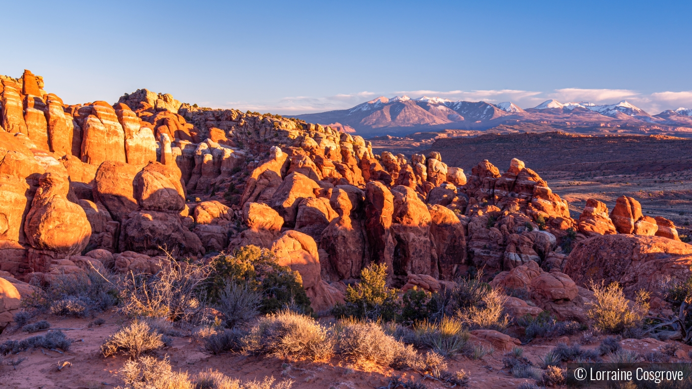 Sunrise at Fiery Furnace in Arches National Park by Lorraine Cosgrove