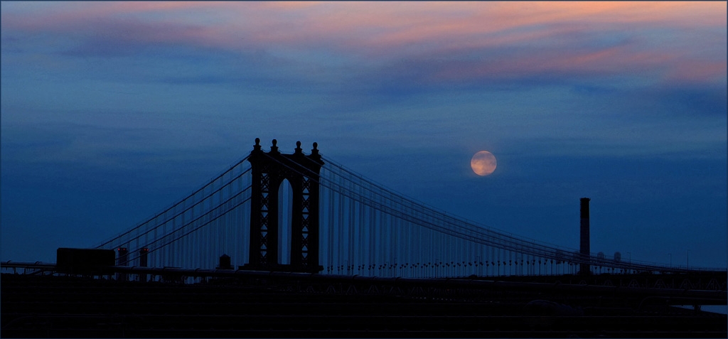 Sunset Over Manhattan Bridge by Alene Galin