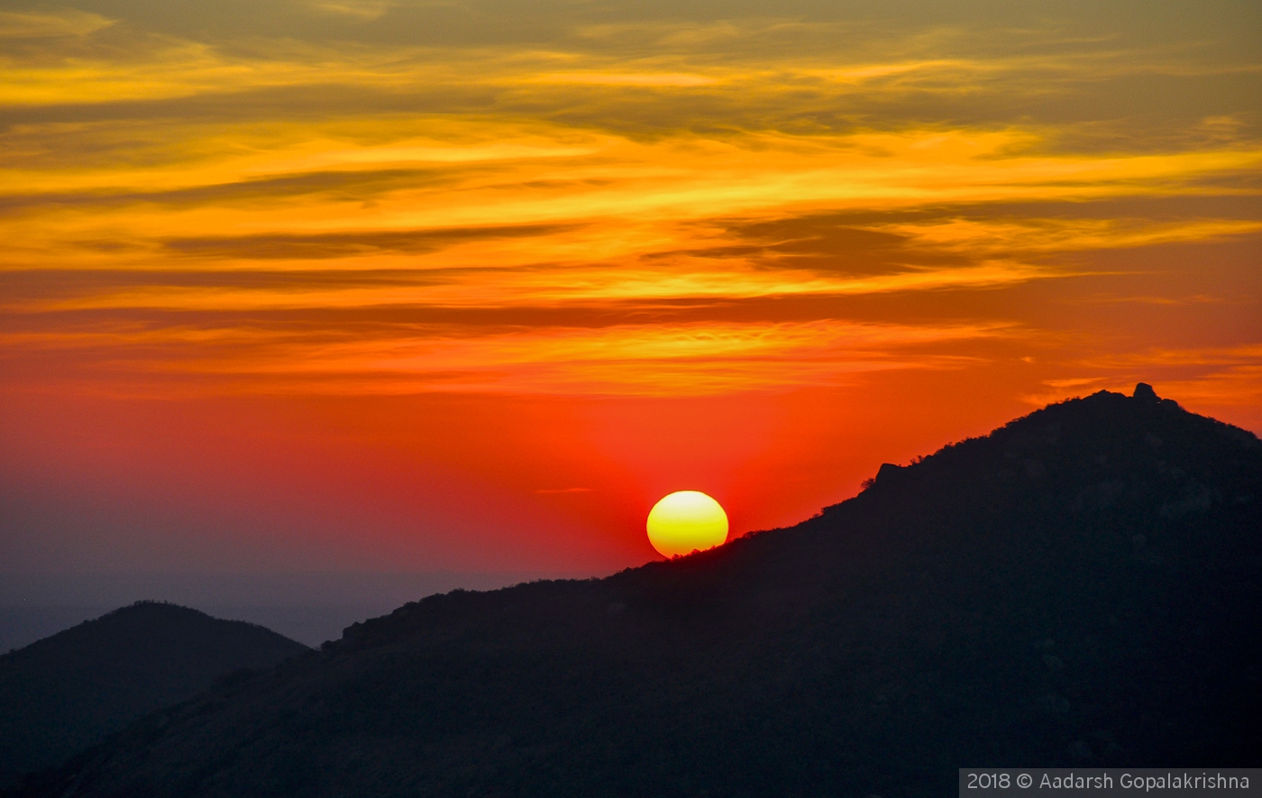 Sunset over the hills - Tumkur, India by Aadarsh Gopalakrishna