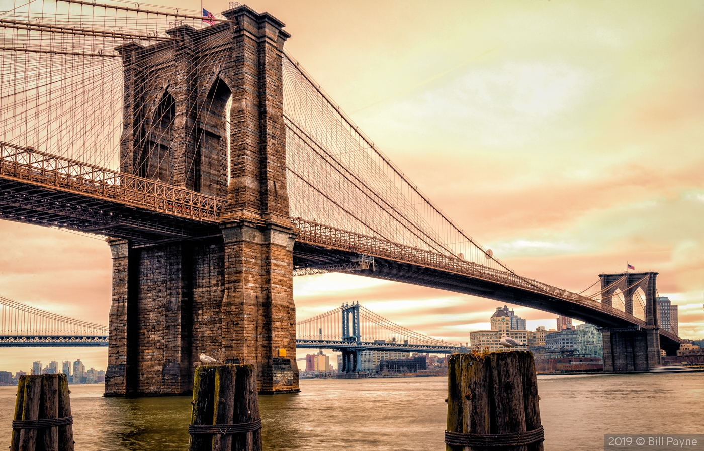 The Brooklyn Bridge from the Manhattan side by Bill Payne