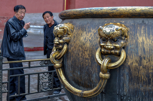 Admiring a Fire Urn - Forbidden City - Photo by Susan Case