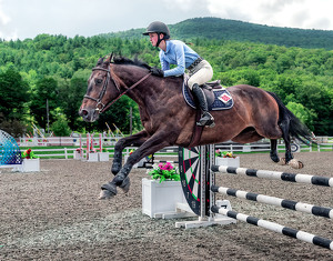 Airborne at the Vermont Classic Horse Show - Photo by Mary Anne Sirkin