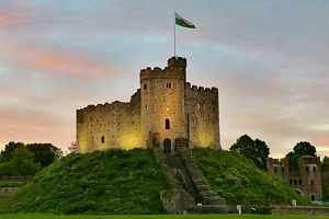 Cardiff castle at sunset - Photo by John Clancy