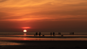 Enjoying the Sunset  at Skaket Beach - Photo by Lorraine Cosgrove