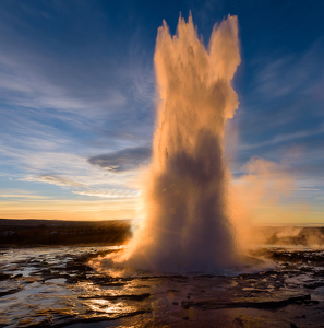 Class B 2nd: Geyser at sunrise by Richard Provost
