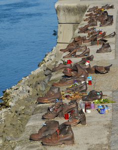 Holocaust Victims's Bronzed Shoes On a Bank Of The Danube - Photo by Louis Arthur Norton