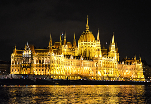 Hungarian Parliament At Night From The Danube - Photo by Louis Arthur Norton