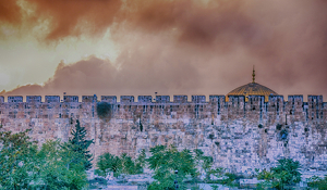 Jerusalem Old City Wall Before Sunset Storm - Photo by Louis Arthur Norton