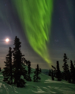 Moon and Aurora Paint a Picture - Photo by Ben Skaught