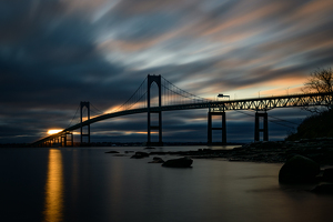 Newport Bridge Sunrise & Sky Trails - Photo by Jeff Levesque
