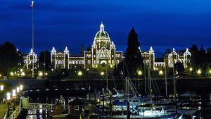 Parliament Building at night. Victoria, BC Canada - Photo by John Clancy