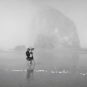 Photographer on a Foggy Cannon Beach - Photo by Dolores Brown