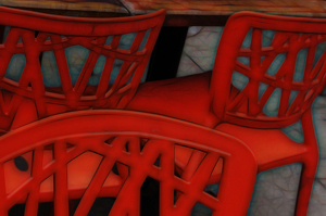 Red Chairs - Photo by Alene Galin