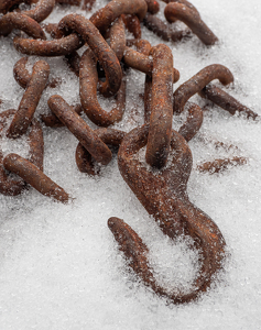 Rusty Chain And Some Frozen Rain - Photo by Bob Ferrante