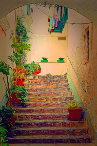Class A 2nd: Stairway in Capri by Alene Galin