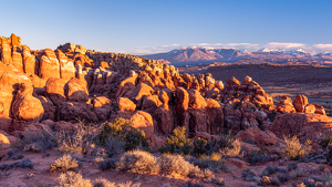 Sunrise at Fiery Furnace in Arches National Park - Photo by Lorraine Cosgrove