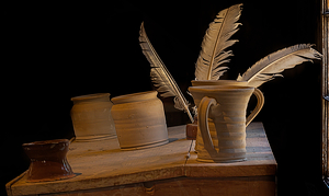 Window light on cups and feathers - Photo by Richard Provost