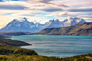Windswept Patagonian Lake And Mountians - Photo by Louis Arthur Norton